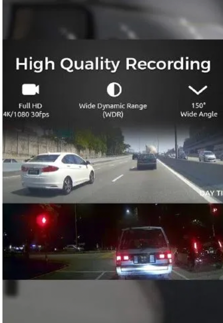 ELE:[Black Box-Dash Camera Front Rear 1296P-Black]-Triple Camera Dash Cam Loop Recording G-Sensor Pa