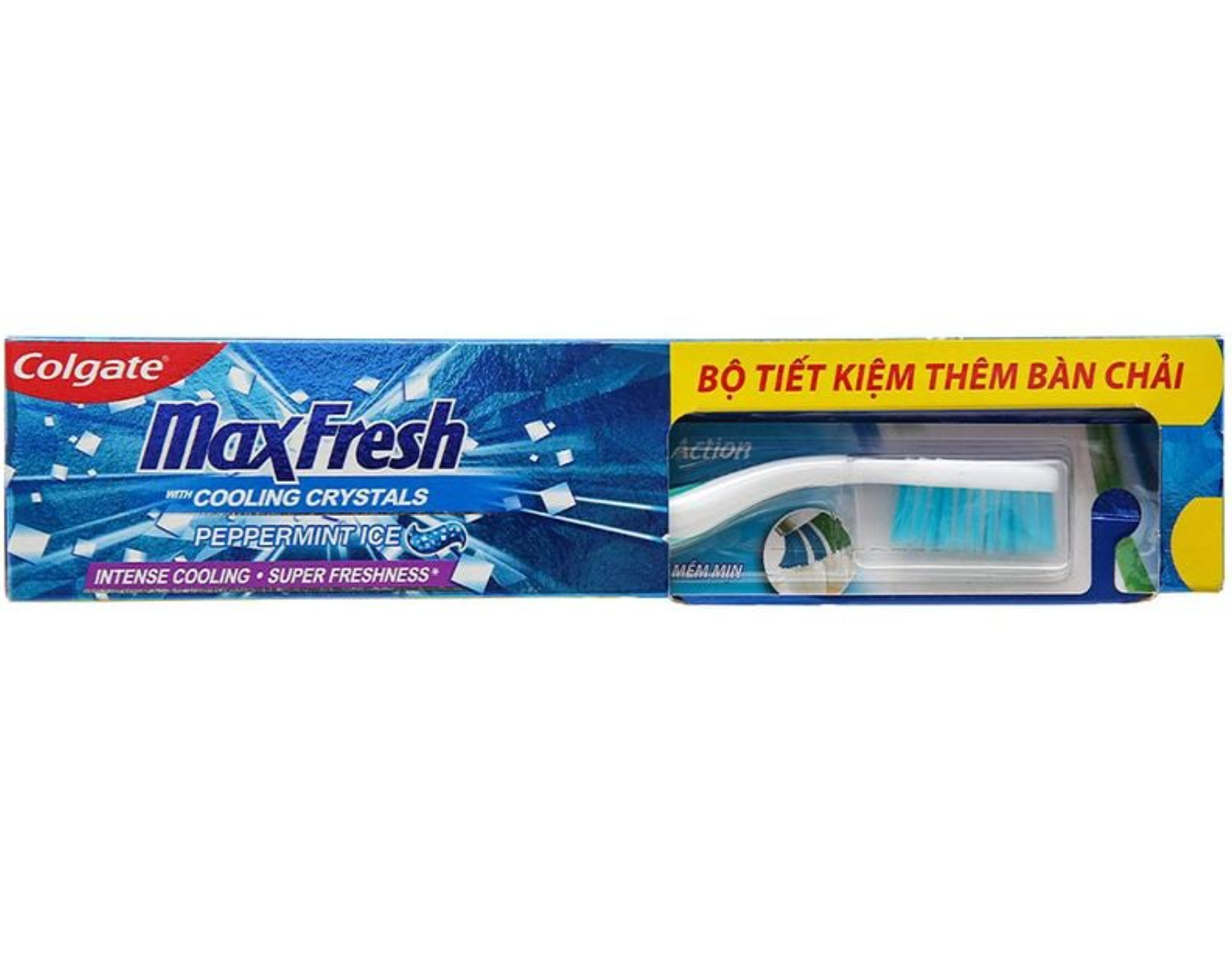 HOU:[Colgate-MaxFresh Peppermint Ice Toothpaste Set with Free Toothbrush]-Cooling Crystal Formula, Fresh Breath, Cavity Protection, Whitening Effect