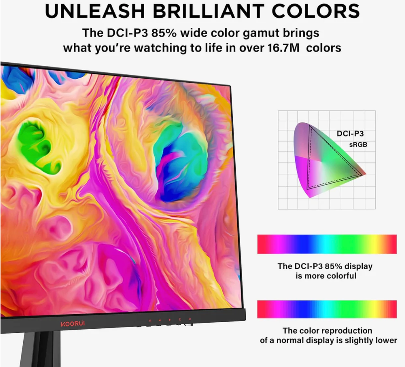 ELE:[KOORUI Gaming Monitor 24E4-Black]-24-Inch Gaming Monitor With 165Hz Refresh AdaptiveSync Ultra-Fast Response Performance