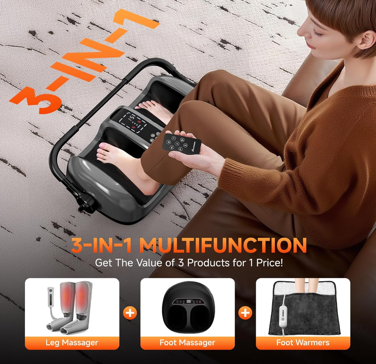 ELE:[$209.99 Allyouger-Foot Massager with Heat]-Shiatsu Deep Kneading Machine for Plantar Fasciitis, Neuropathy & Circulation - 5 Intensities, 4 Modes