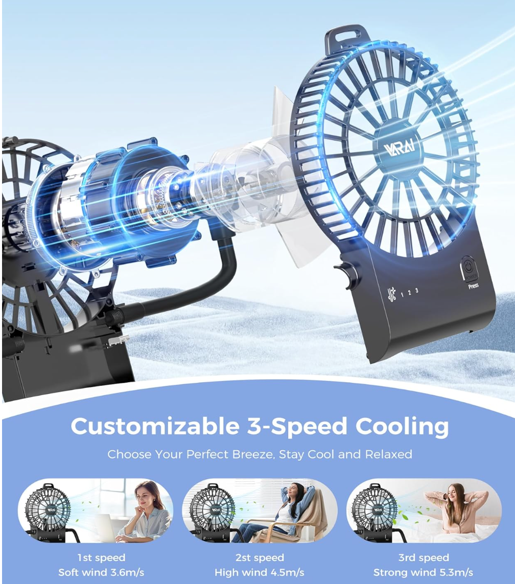 ELE:[VARAI-ROBOT FAN]-Creative Portable Fan With Suction Legs, Quiet Airflow, Fast Charging
