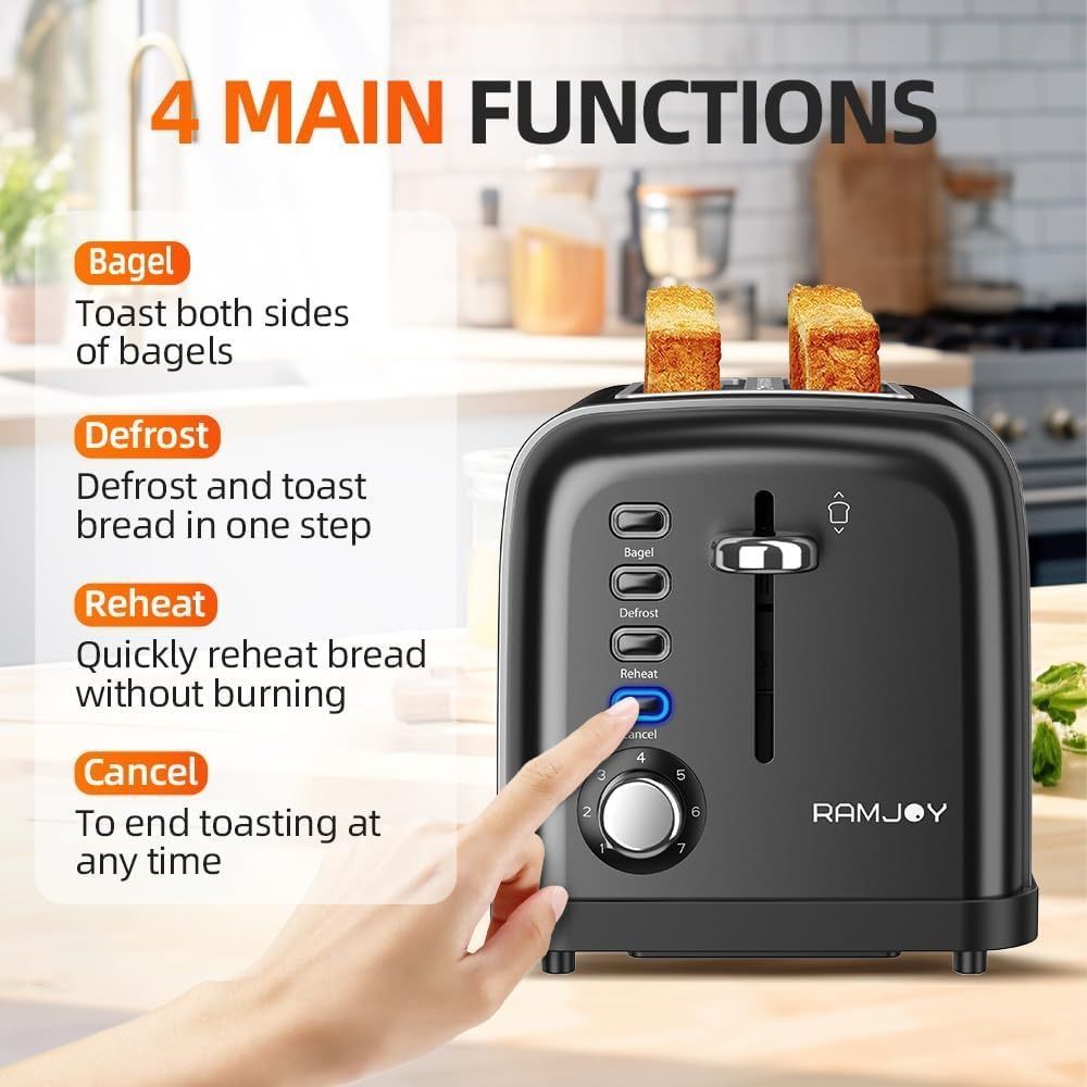 [36MKT-y010101c]-2-Slice Toaster – 7 Shade Settings, Bagel/Defrost/Reheat Functions(3)