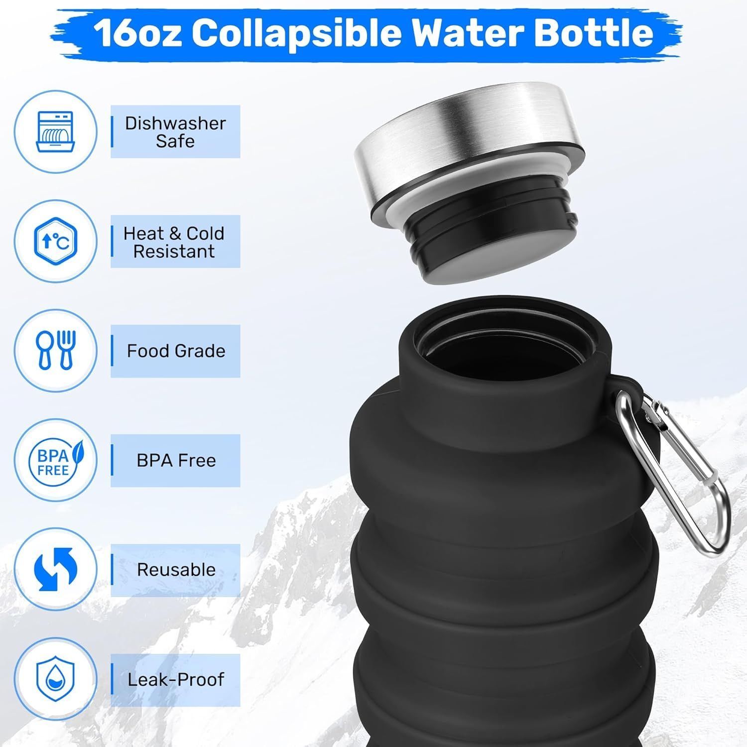 [36MKT-Y010203C]-34oz Collapsible Silicone Water Bottle – Foldable, BPA Free (Random Color)(1)