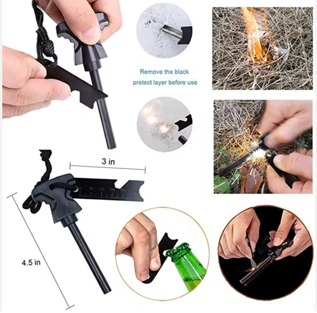 OUT:[SURVIVALPRO 13-IN-1 KIT]-Compact Emergency Outdoor Gear Set with Fire Starter, Compass & Tactical Tools