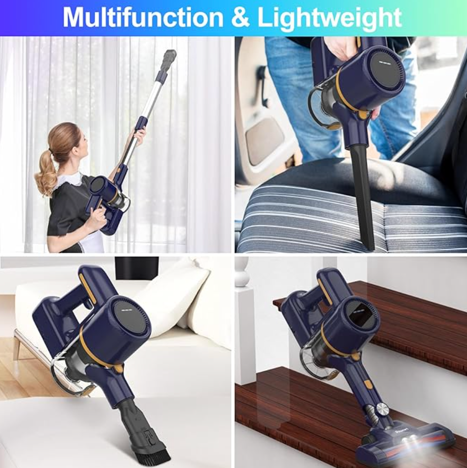 UN-ELE:[Poweart N7S Cordless Vacuum Cleaner]-210W Lightweight Stick Vacuum Rechargeable 6-in-1 for Pet Hair Carpet Hard Floor