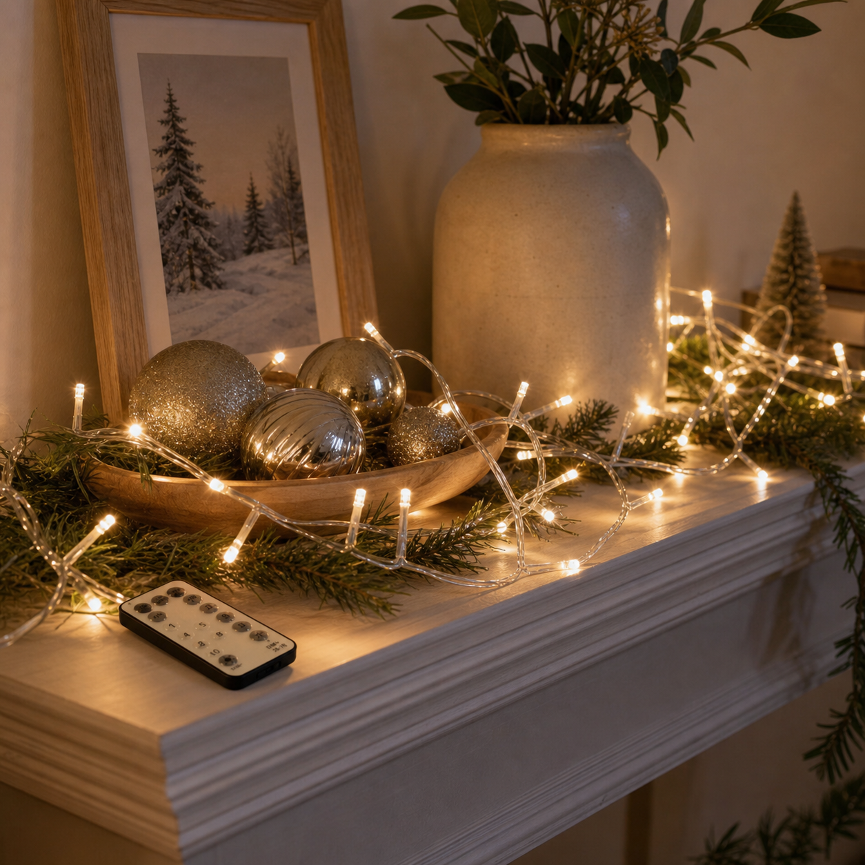 CW-ELE:[StarLit LED String Lights 300LED]-Remote Control Decorative LED String Lights with 11 Modes, Timer, Dimming, Power Adapter, Clear Wire