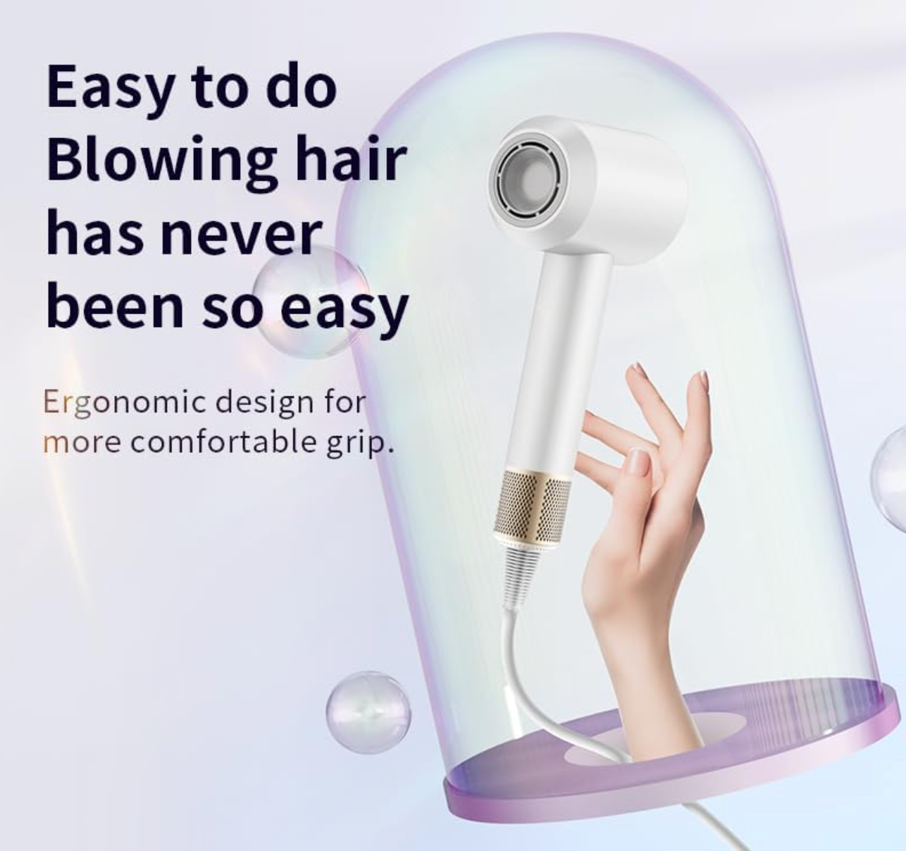 ELE:[High Speed Portable Hair Dryer-White]-Portable Ceramic Hair Dryer With High-Speed Motor Adjusta