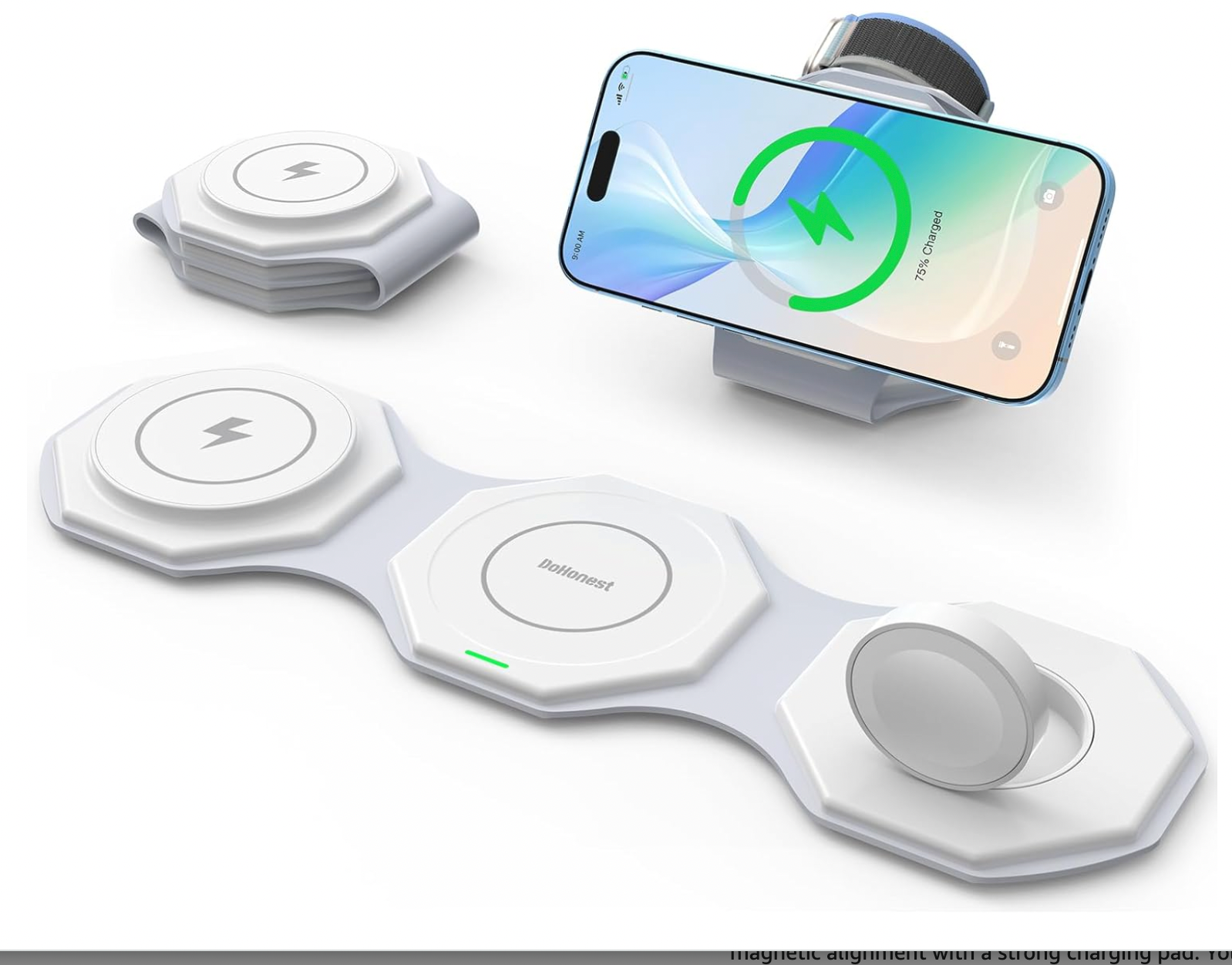 ELE:[DoHonest - 3-in-1 Travel Wireless Charger]-3-In-1 Magnetic Wireless Charger For iPhone Apple Watch And AirPods