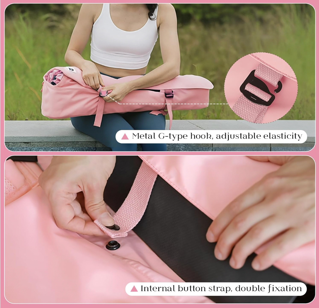 HOU[Tumaz-Yoga Mat Bag Yoga Mat Carrier]-Yoga Mat Bag Built-in Strap Three Pockets G-Hook Closure Portable Carrier