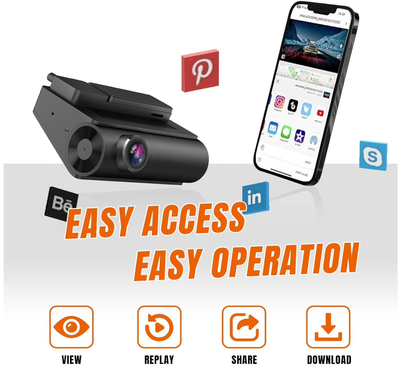 ELE:[Jack Boss-WIFI Dash Cam-S100]-4K/2.5K Ultra HD Dash Camera, Built-in WiFi, APP, 3" IPS Screen, Night Vision, Parking Monitoring