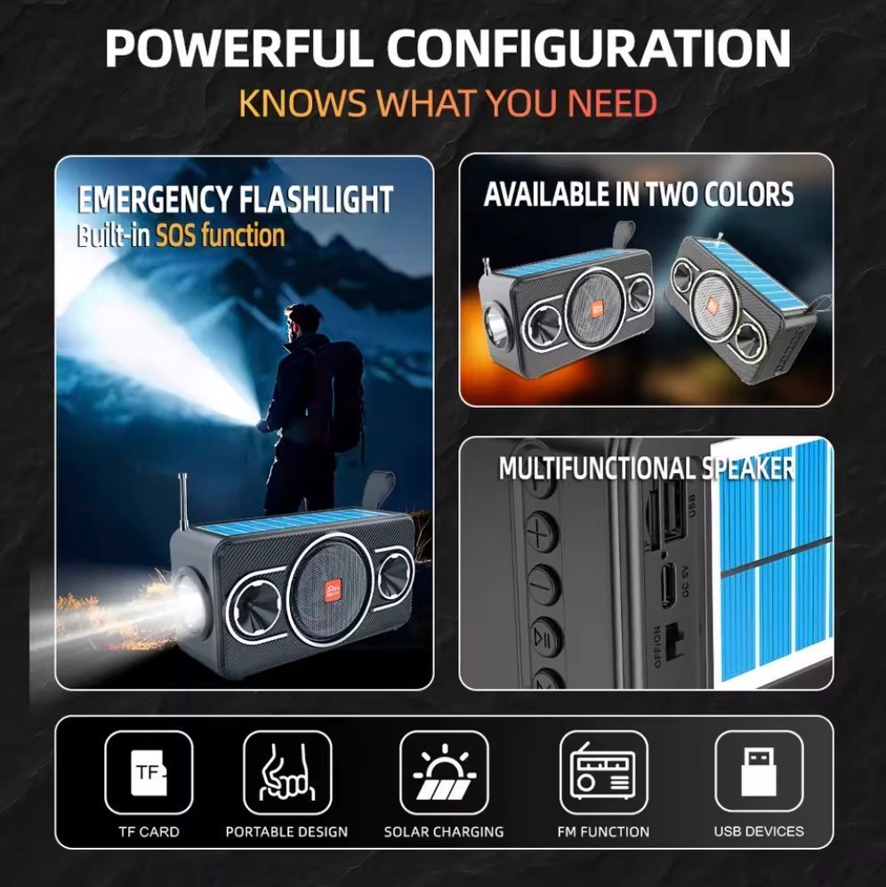 [36MKT-V02(04-05)02]-Solar Bluetooth Speaker w/ Flashlight & FM Radio(3)