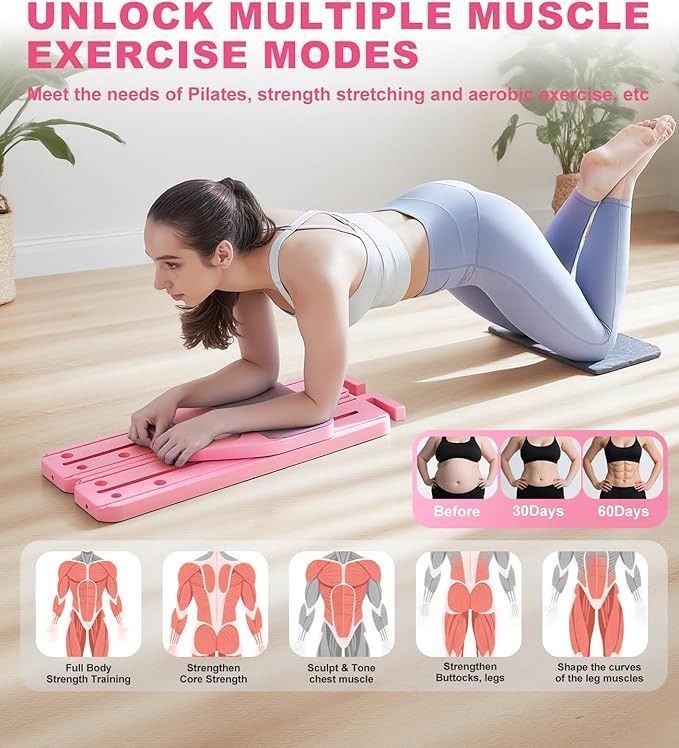 [36MKT-Y010104b]-Mini Pilates Reformer Board w/ Resistance Bands(2)