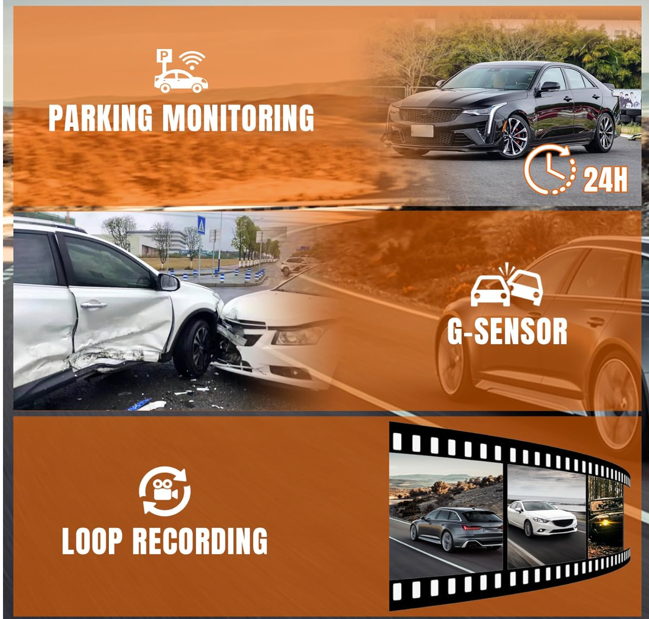 ELE:[Jack Boss-WIFI Dash Cam-S100]-4K/2.5K Ultra HD Dash Camera, Built-in WiFi, APP, 3" IPS Screen, Night Vision, Parking Monitoring