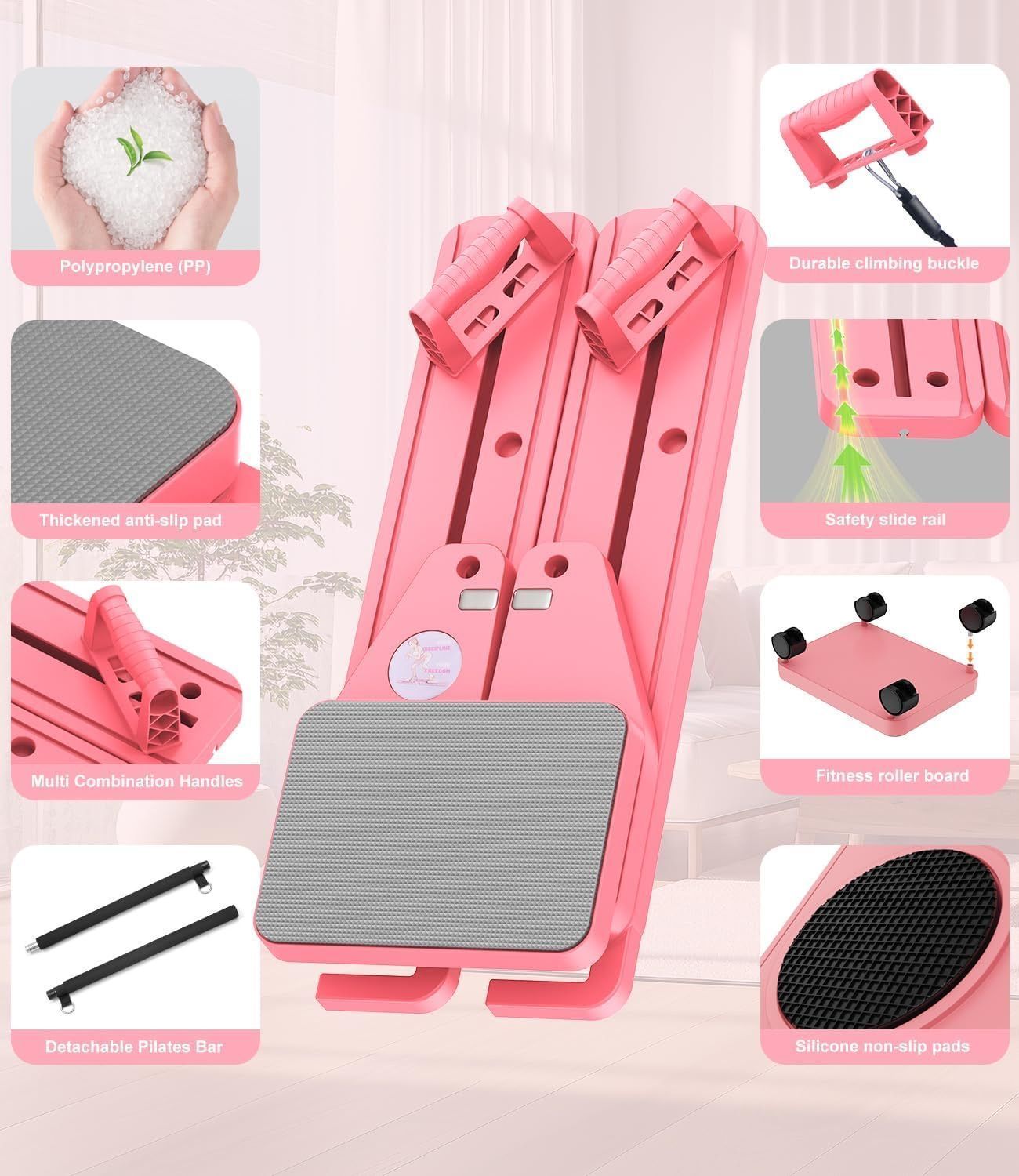 [36MKT-Y010104b]-Mini Pilates Reformer Board w/ Resistance Bands(1)
