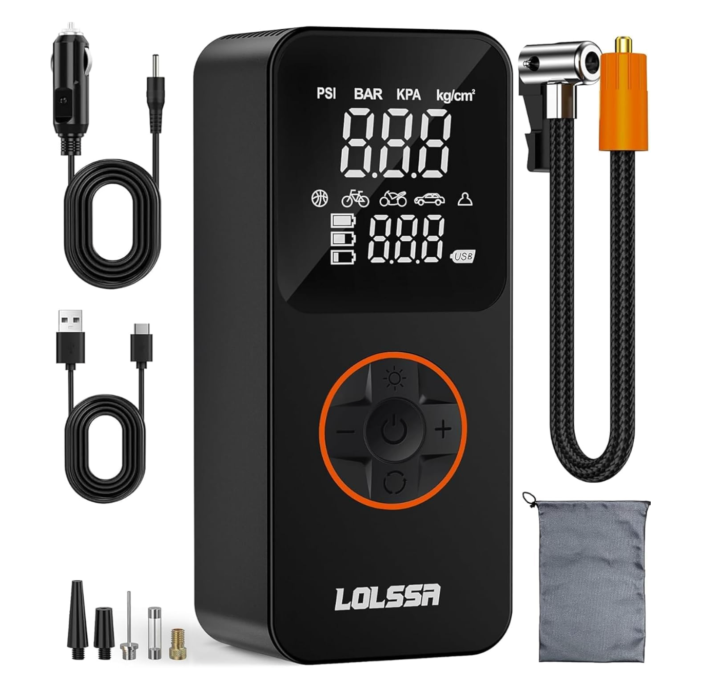 ELE:[Portable Air Compressor 5614 PRO MAX]-Cordless Tire Inflator With 150PSI Fast Inflation Emergency Power Bank Function