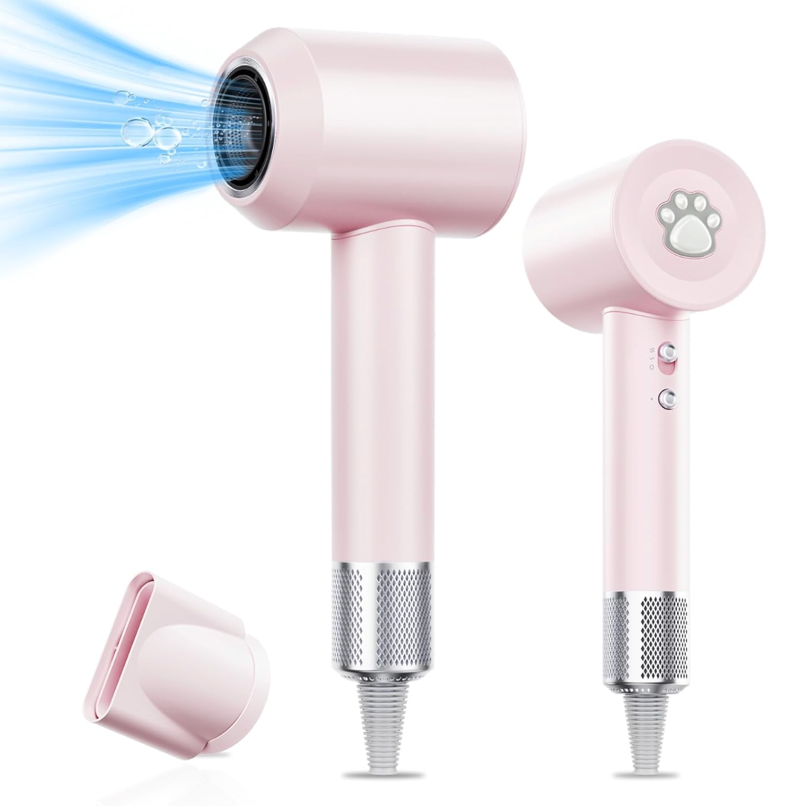 ELE:[High Speed Brushless Hair Dryer-Pink]-High-Speed Ionic Hair Dryer With Magnetic Nozzle Fast Dry