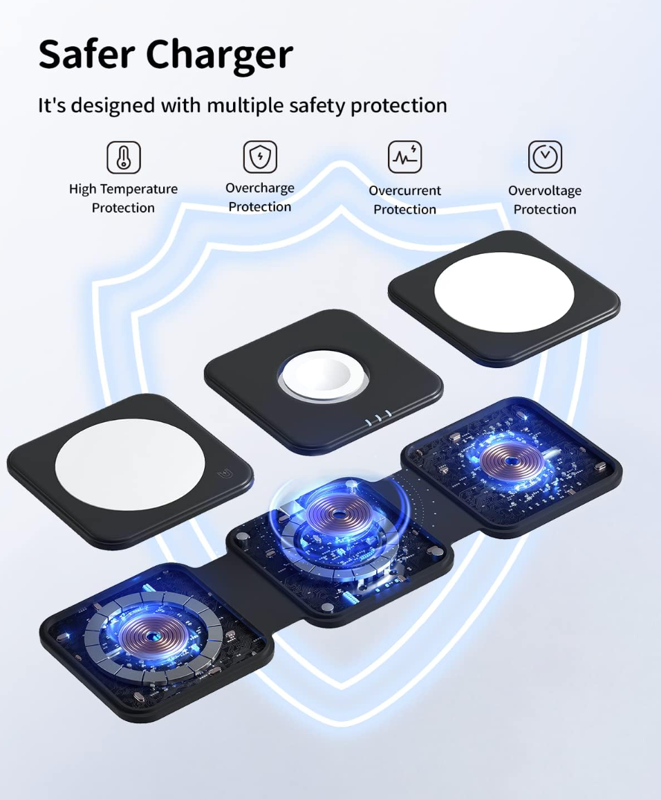 ELE:[JoyGeek-3-in-1 Foldable Magnetic Wireless Charger-M16]-MagSafe, IPhone, Apple-Watch, AirPods, 3-In-1.