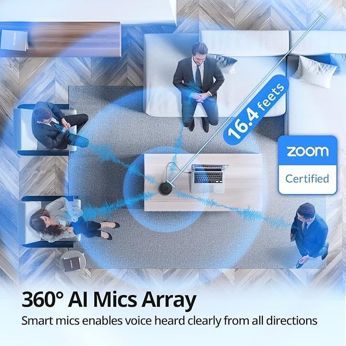 [36MKT-Y010203a]-EMEET USB Conference Speakerphone w/ 360° AI Mic(3)