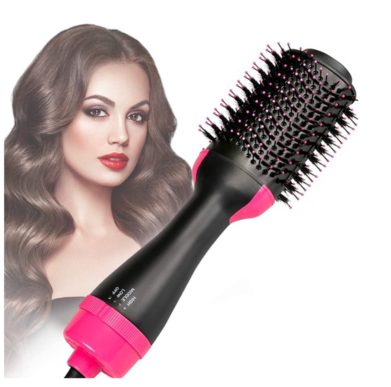 HOU:[Bglam-Dryer Brush]- Tourmaline, Ionic, Lightweight, Fast-Drying, Anti-Frizz, Volumizing, Detangling, Straightening, Curling
