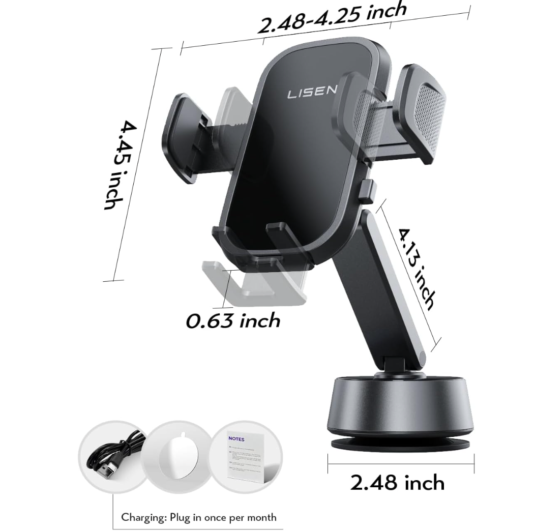 ELE:[LISEN A680 Electric Retractable Car Phone Mount] iPhone Vacuum Electric Suction Cup Phone Mount