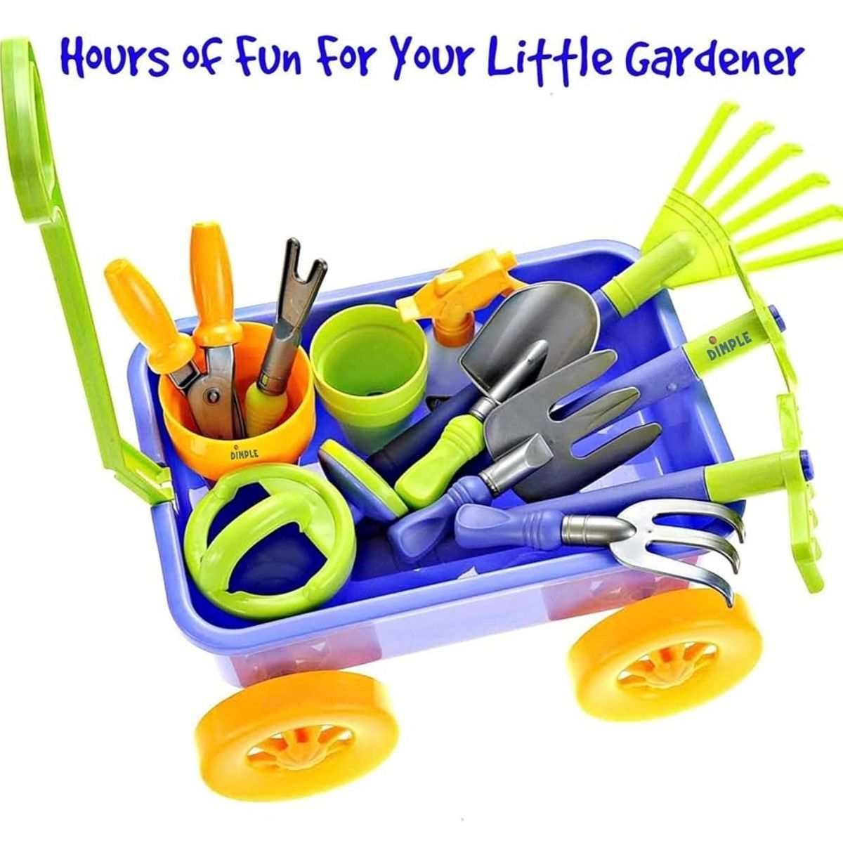 [Garden Wagon & Tools Toy Set] Premium 15 Pcs Kids Gardening Tools & Wagon Toy Set - Sturdy & Durabl