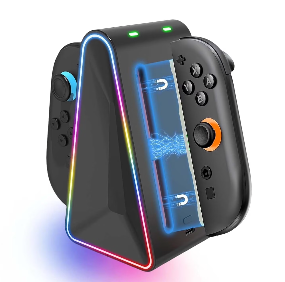 ELE:[Switch 2 Joy-Con Charging Dock]-Fast Magnetic Charging Dock Powers Four Controllers Simultaneously Efficiently