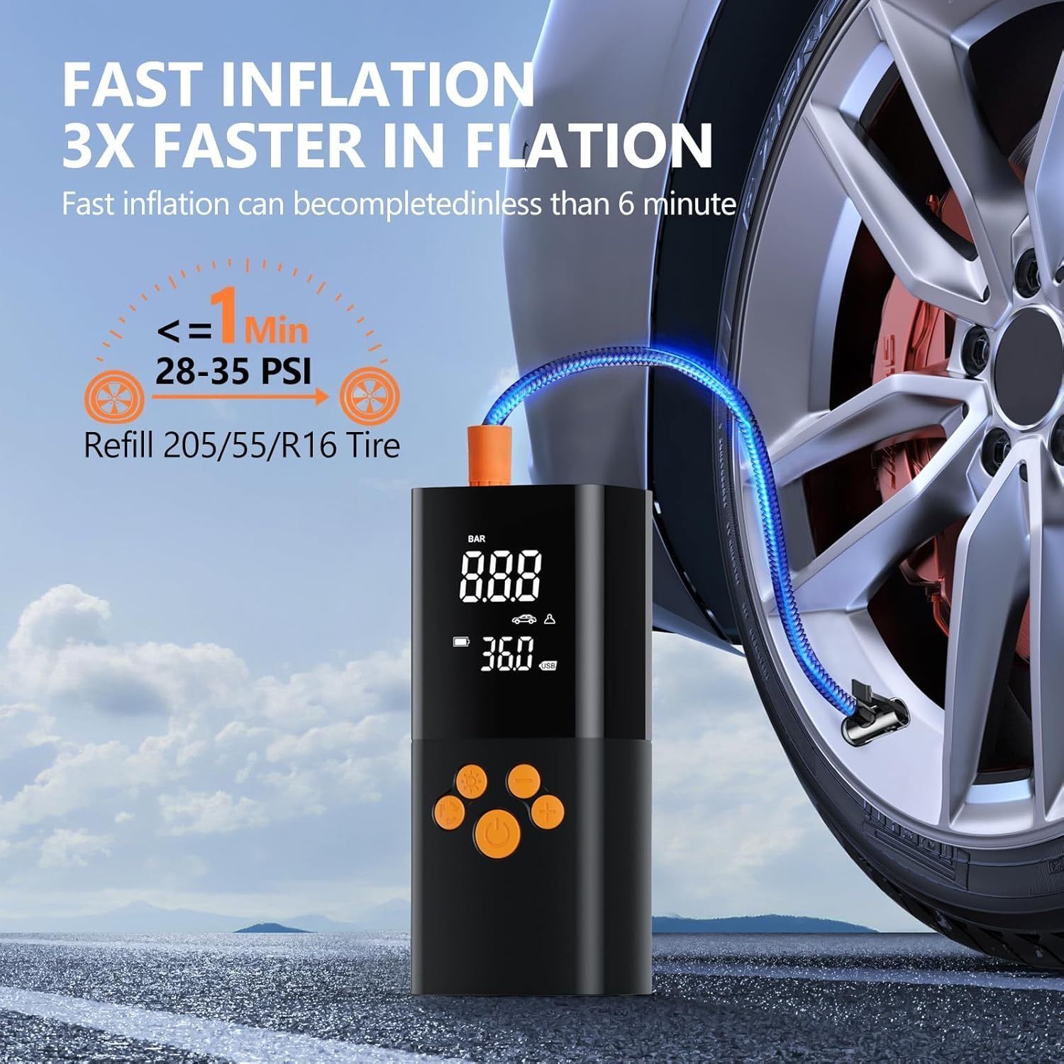 [36MKT-V010308/V010408] Portable Tire Inflator – Wireless Air Pump (6)