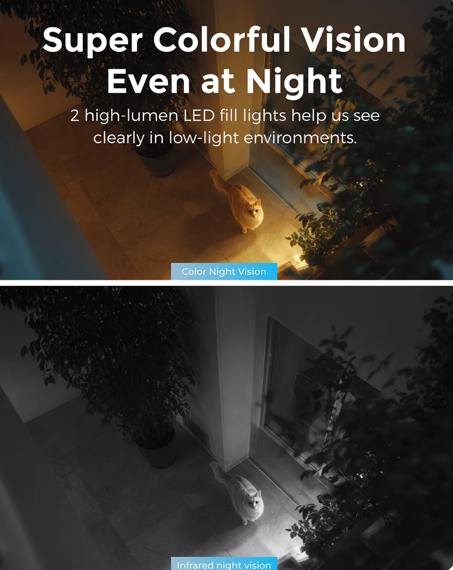 ELE:[Devo-Smart Security Camera CCAZ10-White]-2K QHD WiFi6 AI Detection Color Night Vision Two-Way A