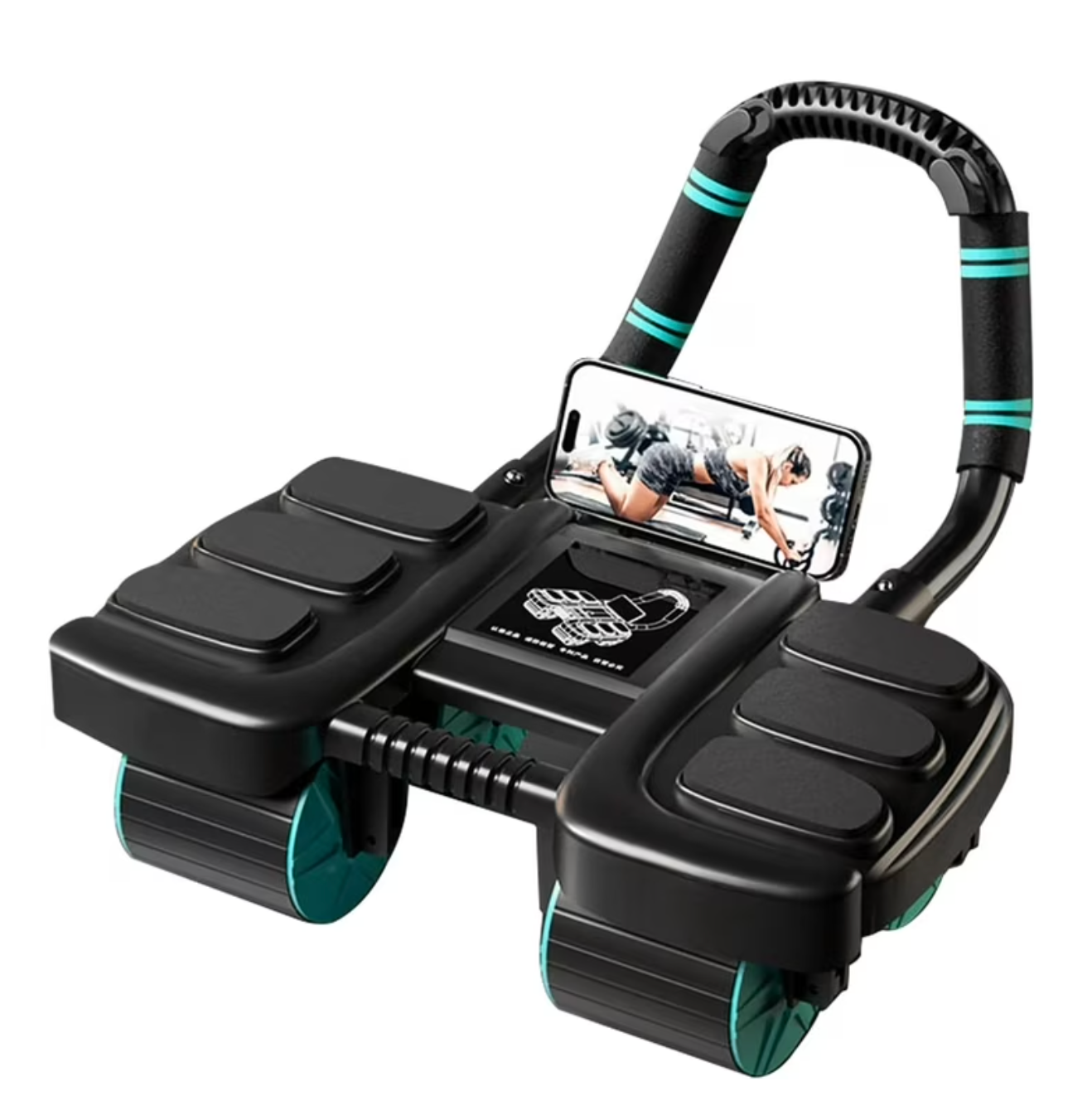 HOU:[Automatic Rebound Ab Wheel Roller]-Automatic Rebound Ab Roller With Elbow Support Stable Four-Wheel Exercise Equipment