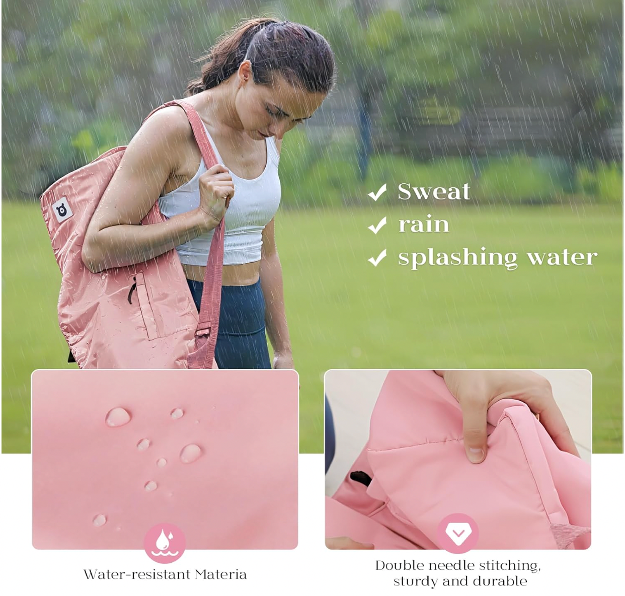 HOU[Tumaz-Yoga Mat Bag Yoga Mat Carrier]-Yoga Mat Bag Built-in Strap Three Pockets G-Hook Closure Portable Carrier