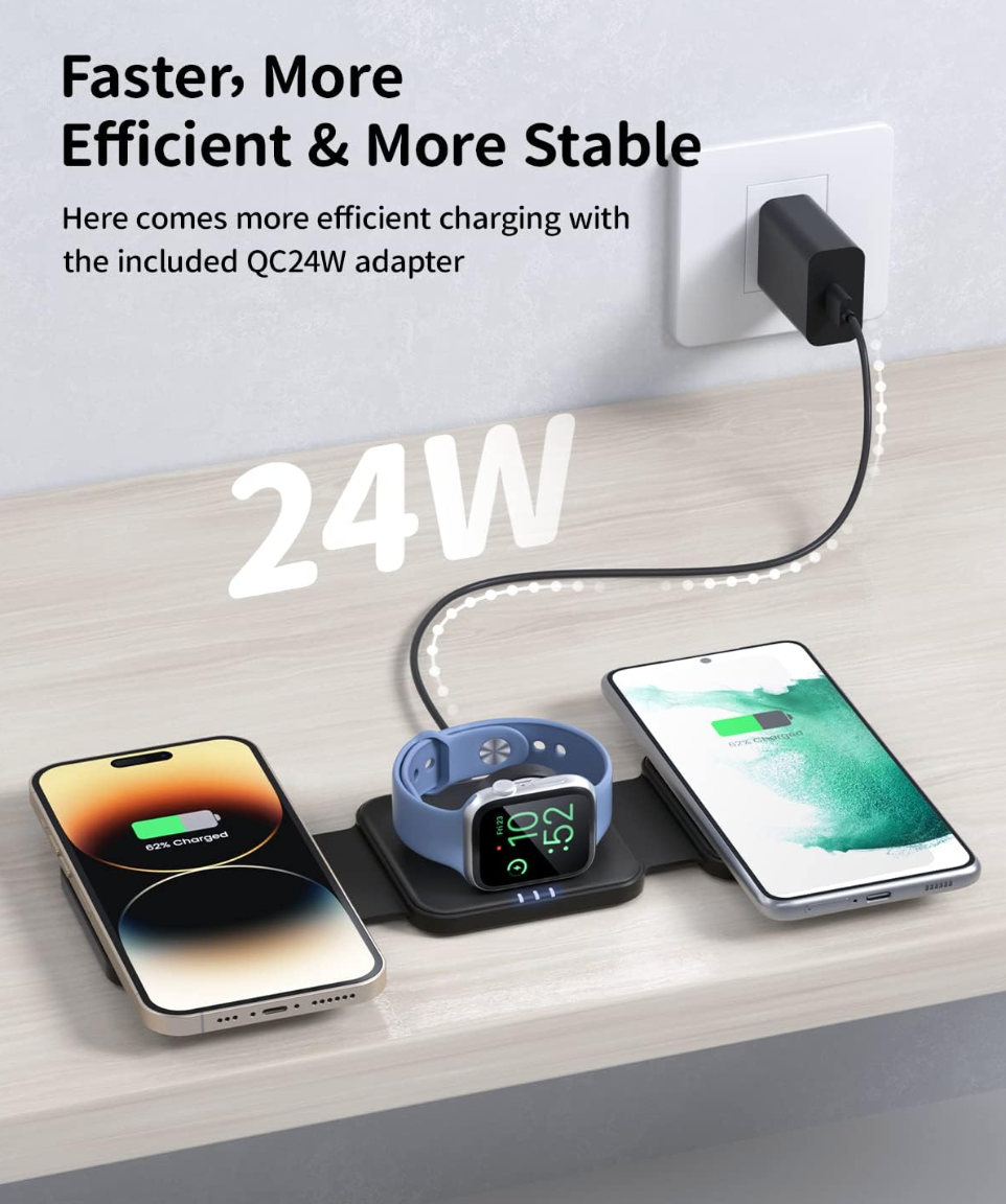 ELE:[JoyGeek-3-in-1 Foldable Magnetic Wireless Charger-M16]-MagSafe, IPhone, Apple-Watch, AirPods, 3-In-1.
