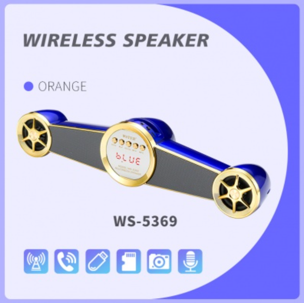 ELE:[WSTE-Wireless Bluetooth Multimedia Speaker-WS-5369-Random color]-Portable Bluetooth Speaker Dual 5W Output, FM Radio, USB TF Playback