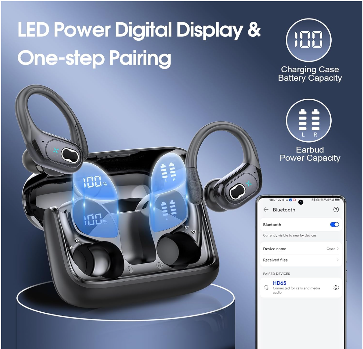 ELE:[Aptkdoe HD65 Ture wireless Earbuds]-HD65 Bluetooth Wireless Earbuds with Deep Bass and 75-Hour Playtime