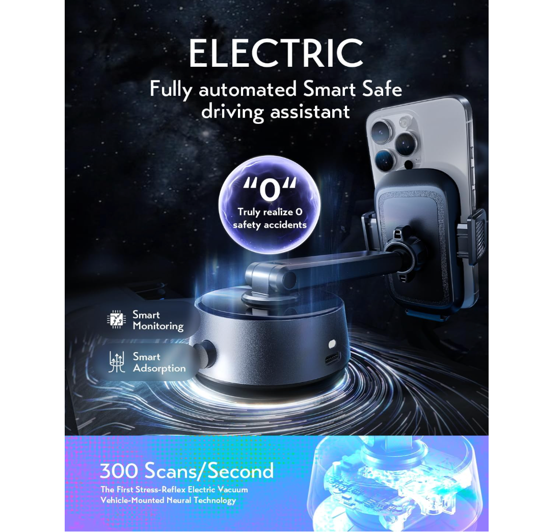 ELE:[LISEN A680 Electric Retractable Car Phone Mount] iPhone Vacuum Electric Suction Cup Phone Mount