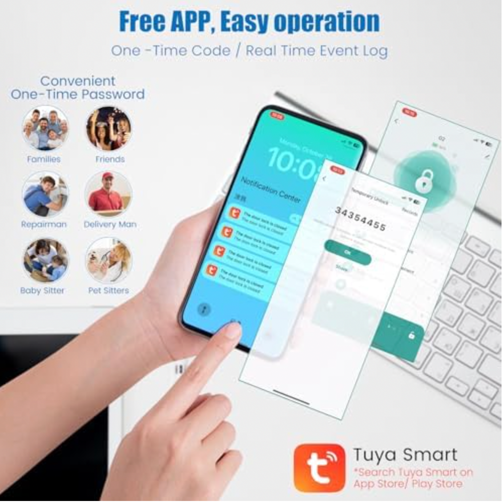 ELE:[DEVO-Keypad Deadbolt Lock-Smart Lcok-G2-Black]-AI Fingerprint Smart Door Lock Bluetooth App Keypad IC Card Key Unlock
