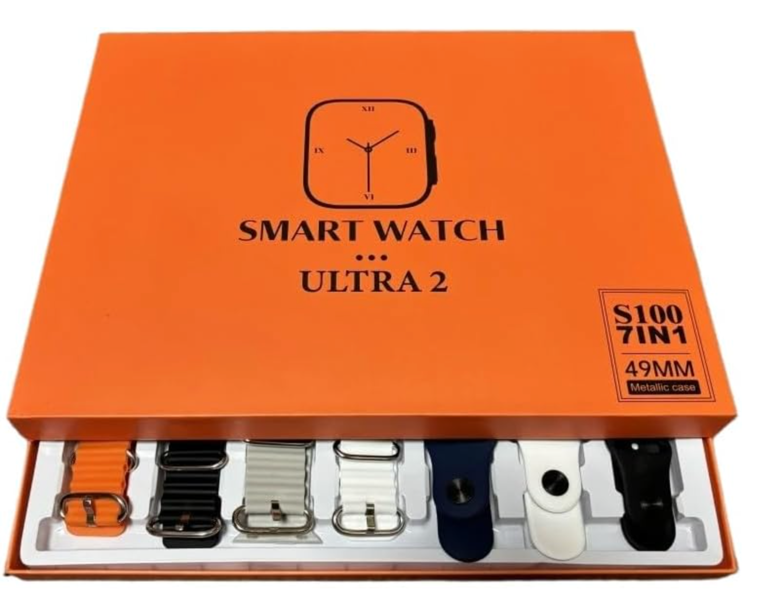 ELE: [S100 Ultra 2 Smart Watch - 49mm - Black] - With 7 Straps, Touch Screen, Compatible with Androi