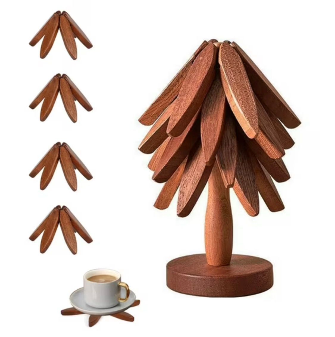 [36MKT-v010601]-Wooden Tree Trivet – Foldable Heat Resistant Pot Holder(6)