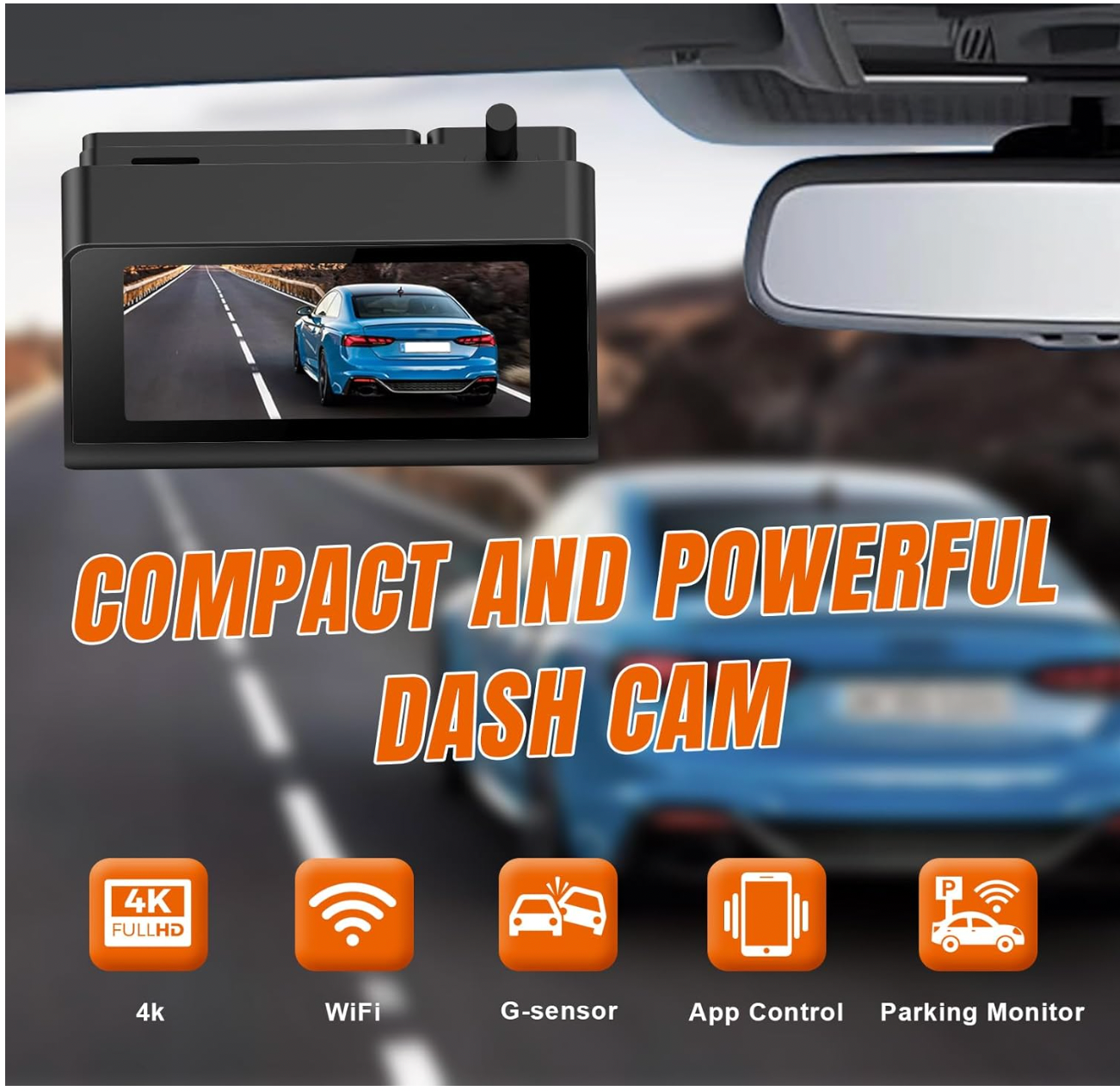 ELE:[Jack Boss-WIFI Dash Cam-S100]-4K/2.5K Ultra HD Dash Camera, Built-in WiFi, APP, 3" IPS Screen, Night Vision, Parking Monitoring