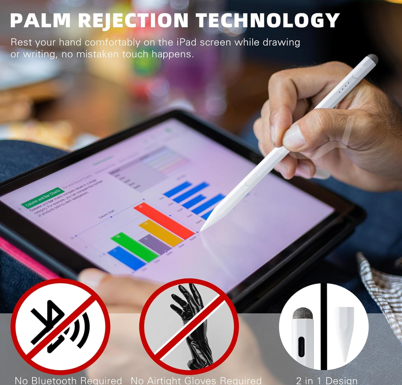 ELE:[Stylus Pen]-1.5mm Tip, Palm Rejection, Tilt Support, Fast Charging.