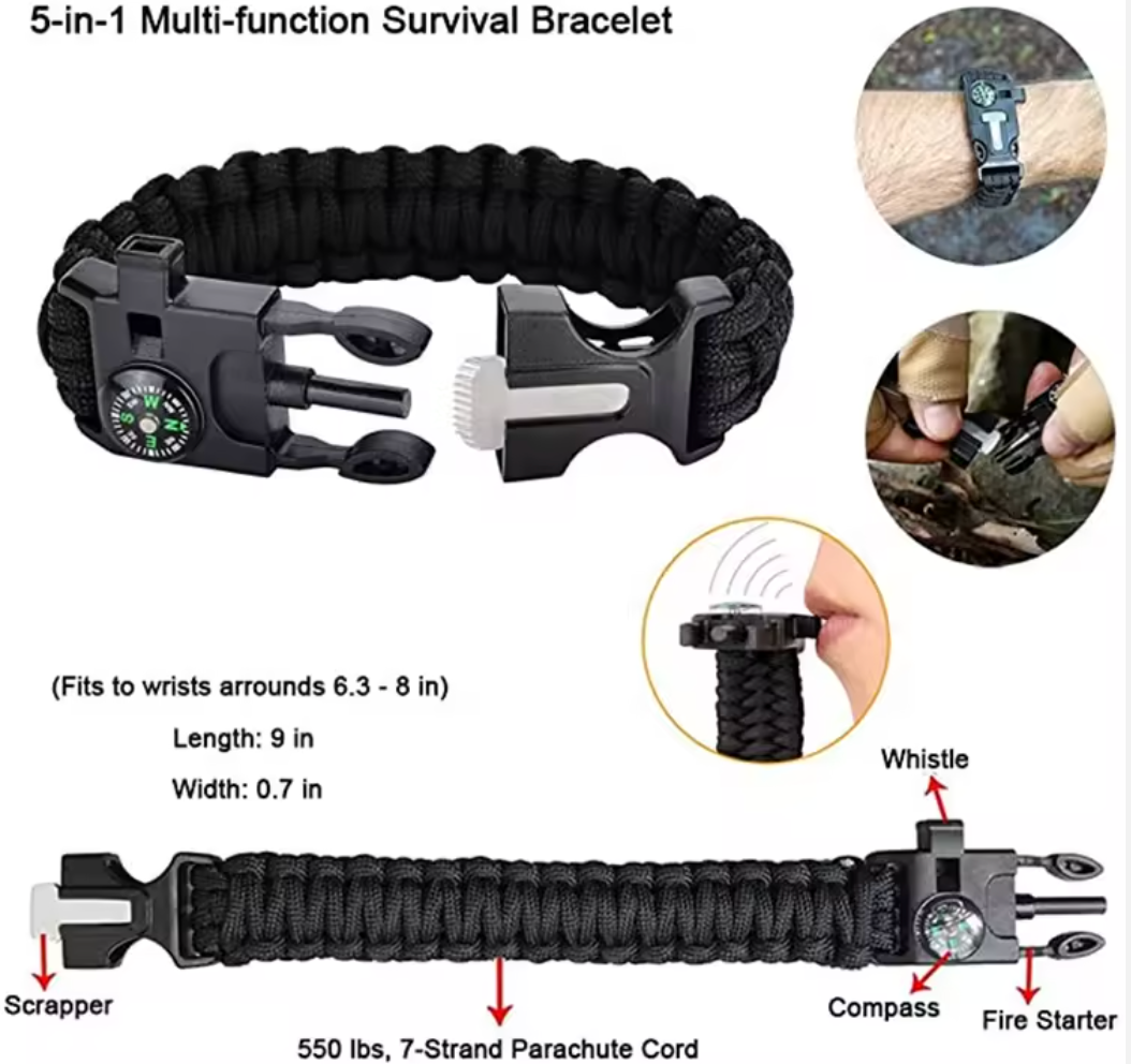 OUT:[SURVIVALPRO 13-IN-1 KIT]-Compact Emergency Outdoor Gear Set with Fire Starter, Compass & Tactical Tools