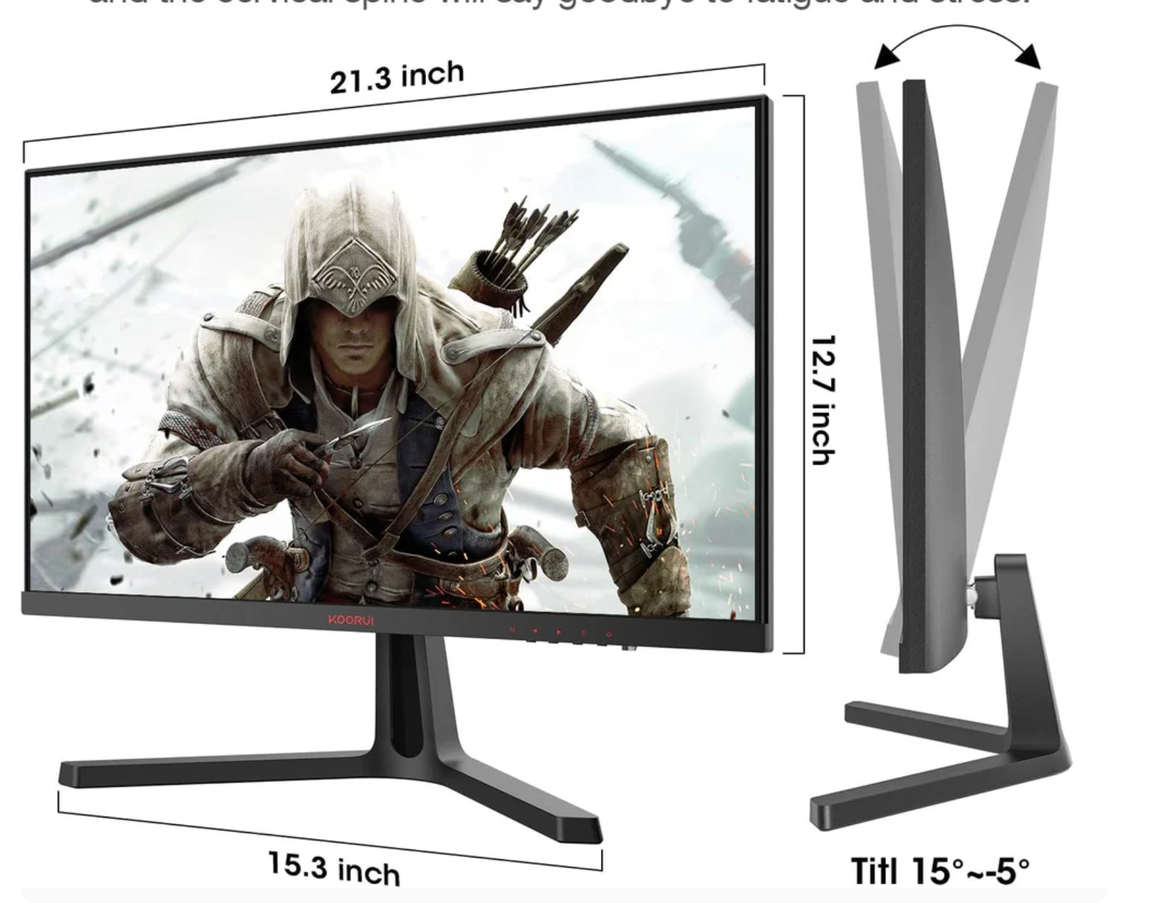 ELE:[KOORUI Gaming Monitor 24E4-Black]-24-Inch Gaming Monitor With 165Hz Refresh AdaptiveSync Ultra-Fast Response Performance