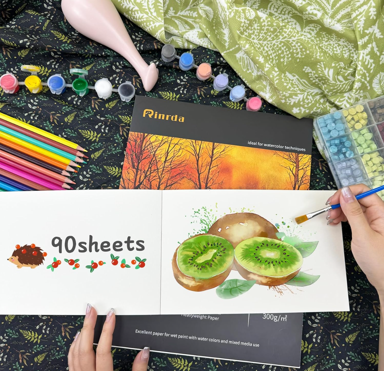 HOU:[Rinrda-watercolor Pad]-High Quality Paper, Smooth Texture, Strong Absorption, Ideal For Painting Drawing