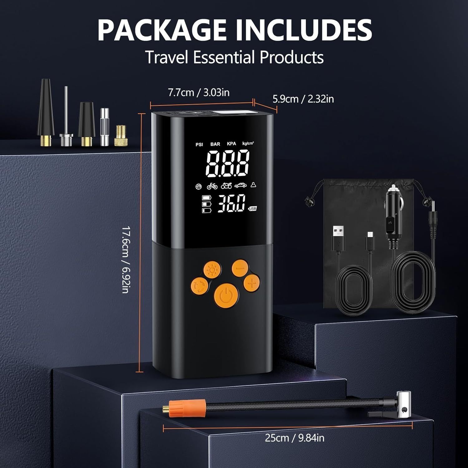 [36MKT-V010308/V010408] Portable Tire Inflator – Wireless Air Pump (6)