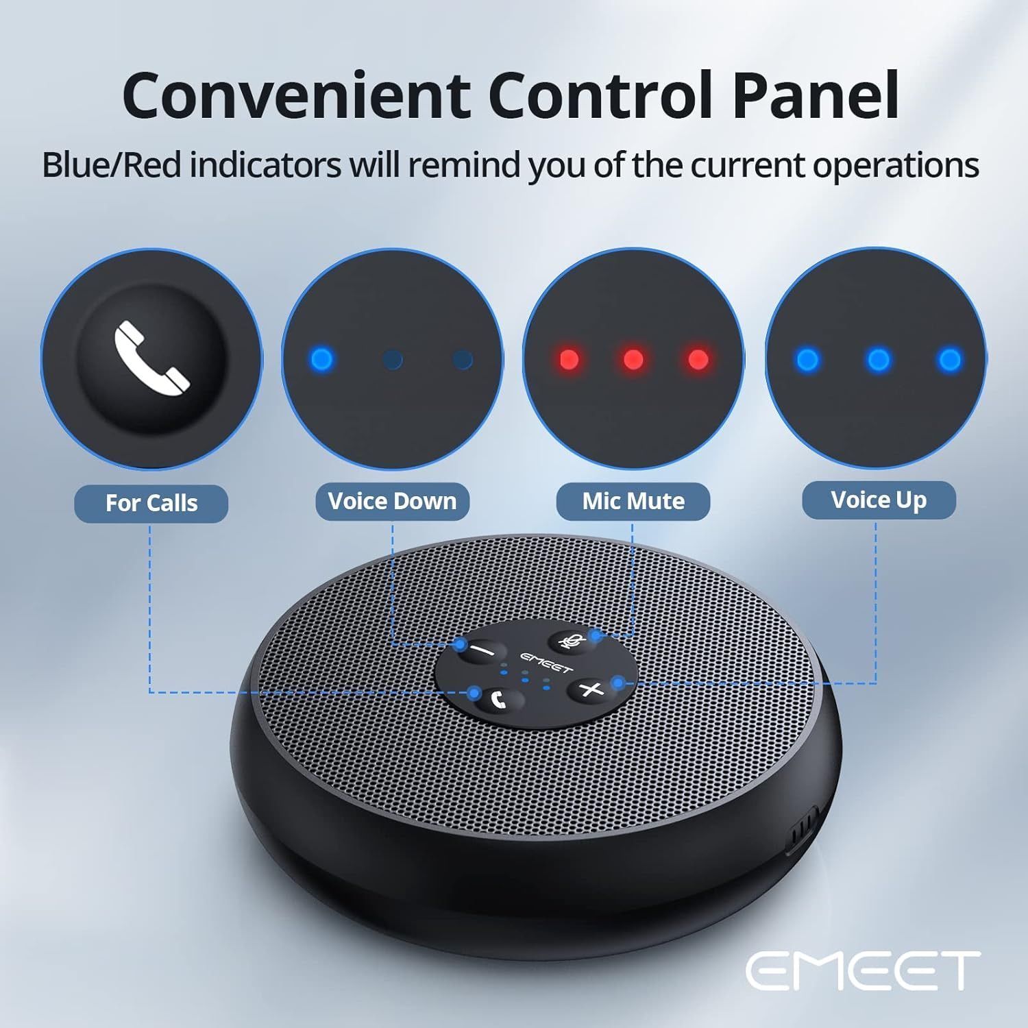 [36MKT-Y010203a]-EMEET USB Conference Speakerphone w/ 360° AI Mic(3)