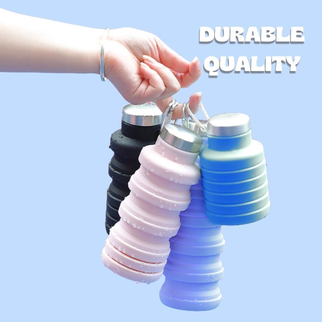 [36MKT-Y010204]-16oz Collapsible Silicone Water Bottle – Foldable, BPA Free (Random Color)(4)