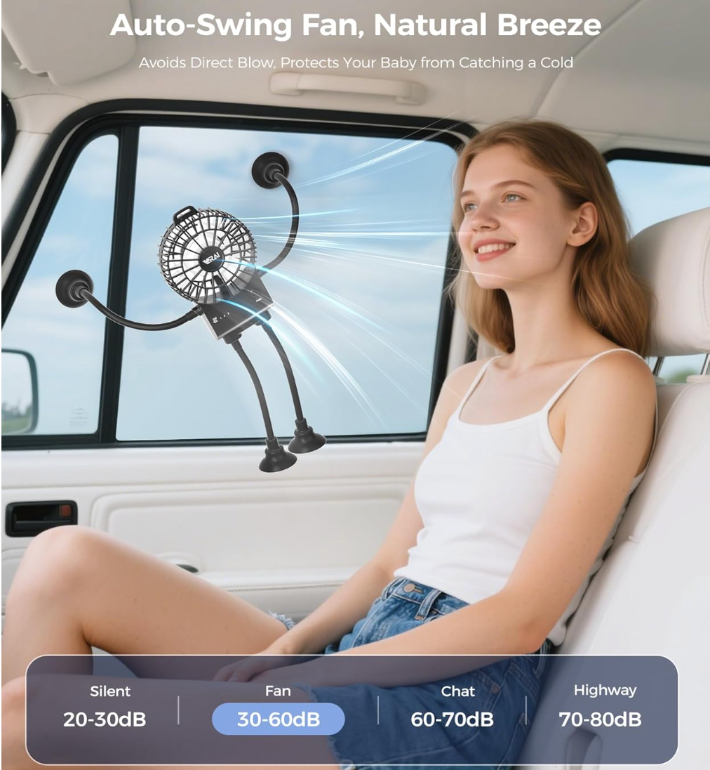 ELE:[VARAI-ROBOT FAN]-Creative Portable Fan With Suction Legs, Quiet Airflow, Fast Charging