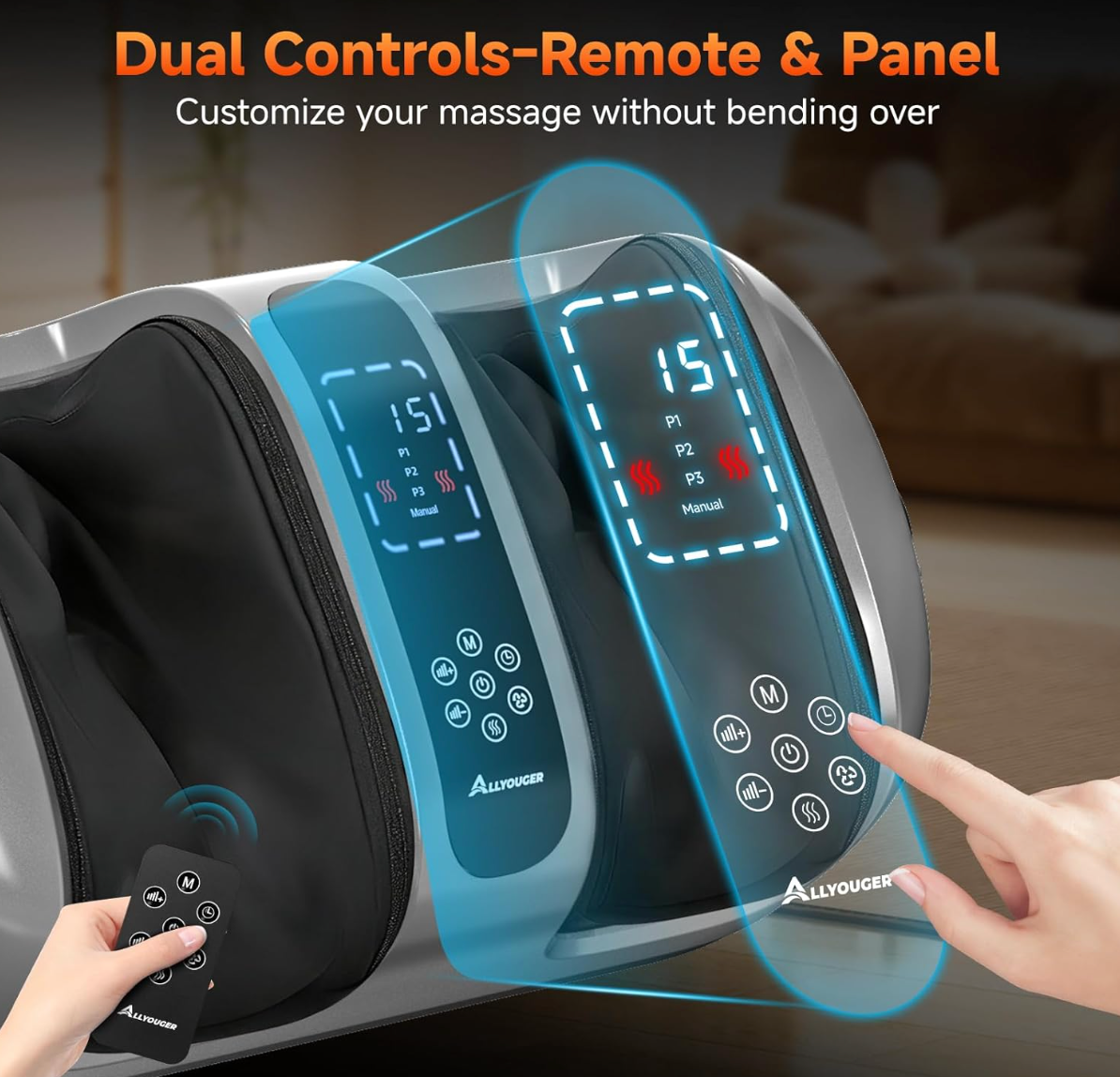 ELE:[$209.99 Allyouger-Foot Massager with Heat]-Shiatsu Deep Kneading Machine for Plantar Fasciitis, Neuropathy & Circulation - 5 Intensities, 4 Modes