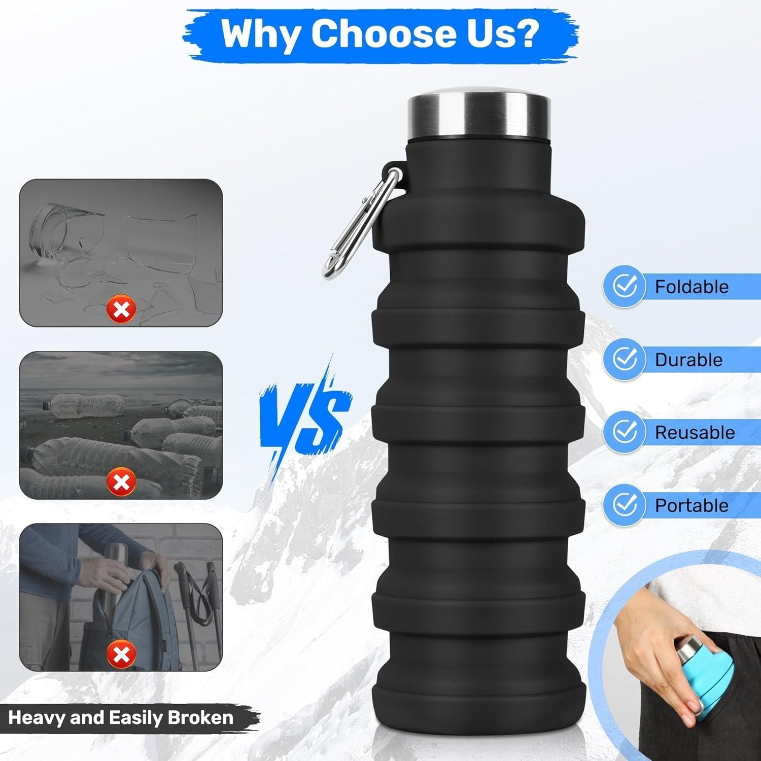 [36MKT-Y010204]-16oz Collapsible Silicone Water Bottle – Foldable, BPA Free (Random Color)(4)