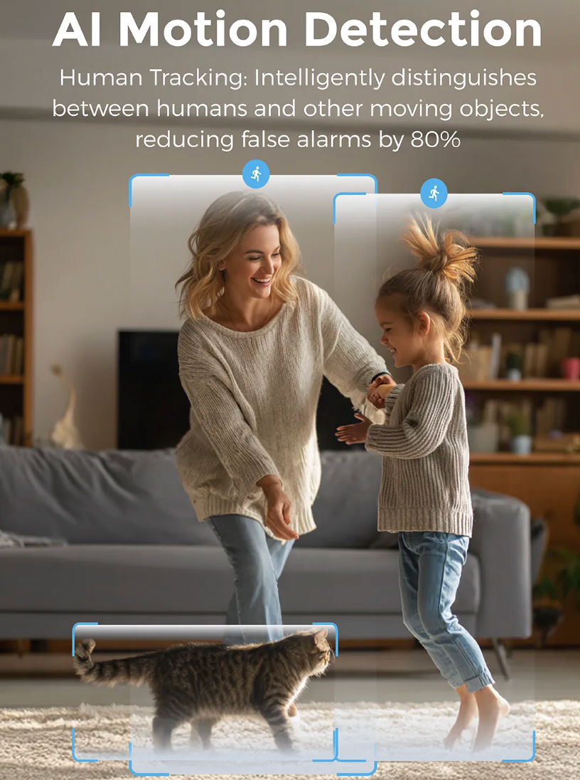 ELE:[Devo-Smart Security Camera CCAZ10-White]-2K QHD WiFi6 AI Detection Color Night Vision Two-Way A