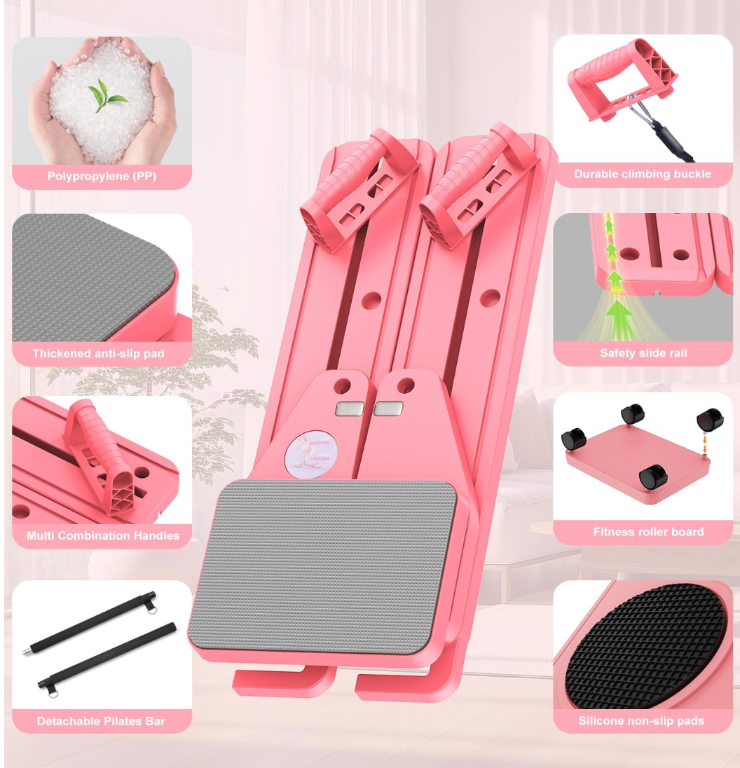 HOU:[Pilates Board - 12 in 1 Mini Plilates Reformer Set] Reformers Board for Home Workout, Combinati